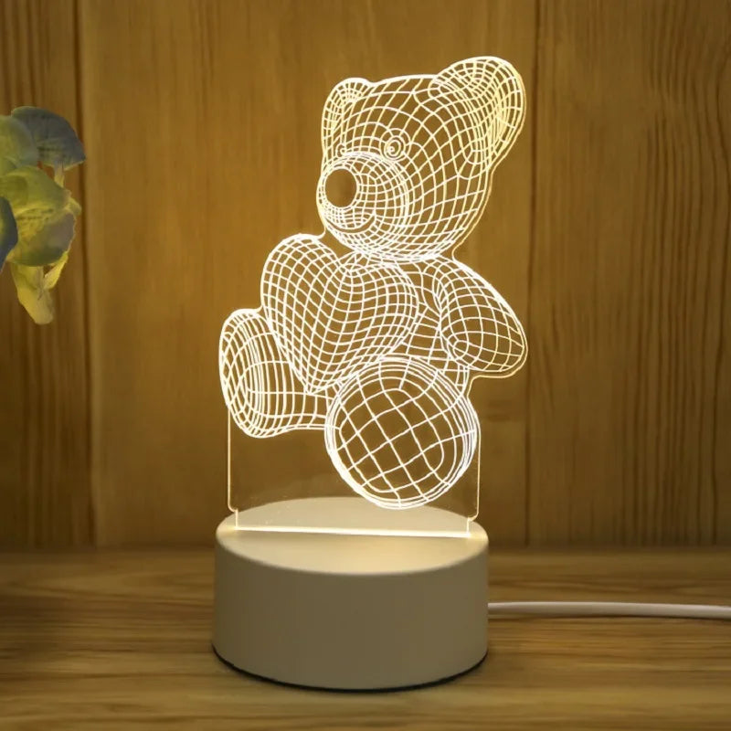Lampe ours 3D – veilleuse LED USB pour enfants et bébés, décoration créative
