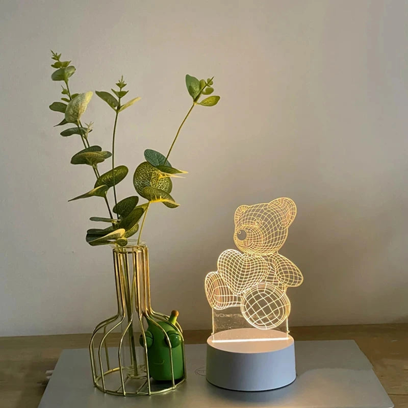 Lampe ours 3D – veilleuse LED USB pour enfants et bébés, décoration créative