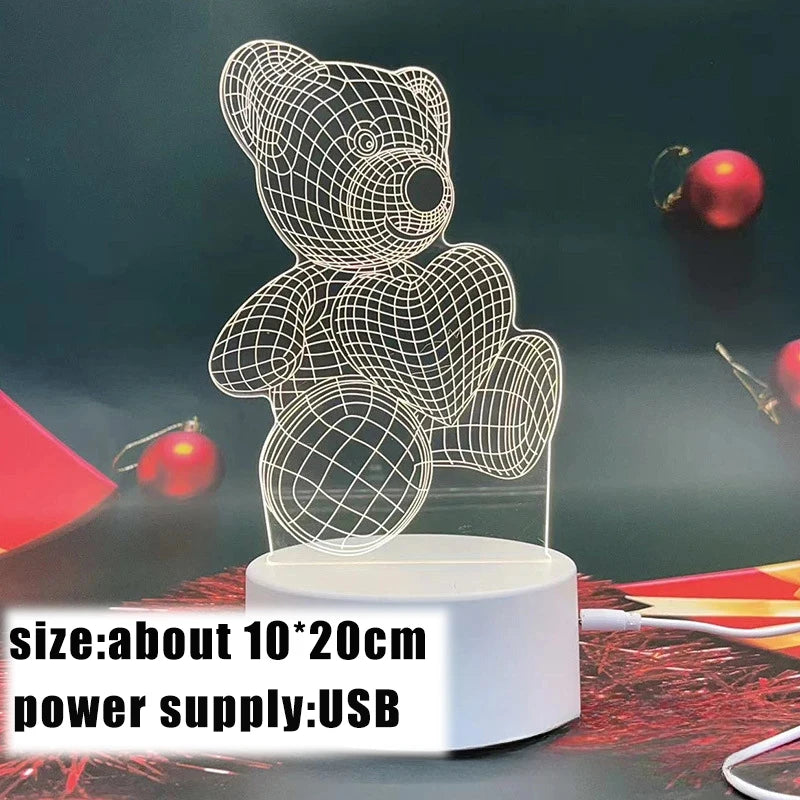 Lampe ours 3D – veilleuse LED USB pour enfants et bébés, décoration créative