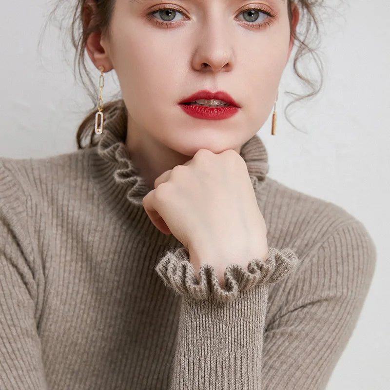 Laura – Maglione dolcevita donna in 100 % cashmere, elegante e morbido