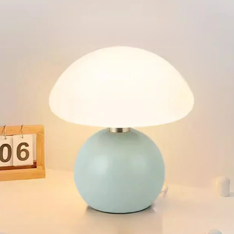 Kleine Pilz-Tischlampe - Creme Windkeramik