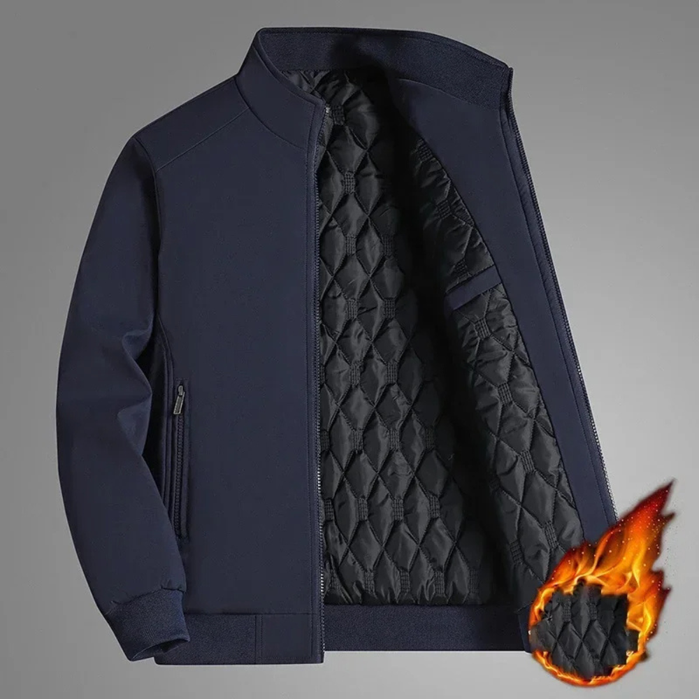 Cappotto invernale tinta unita con collo alla coreana per uomo - Elegante