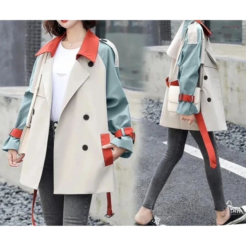 Caren Coat | Colourblock Trenchcoat für Damen für Stil und Komfort