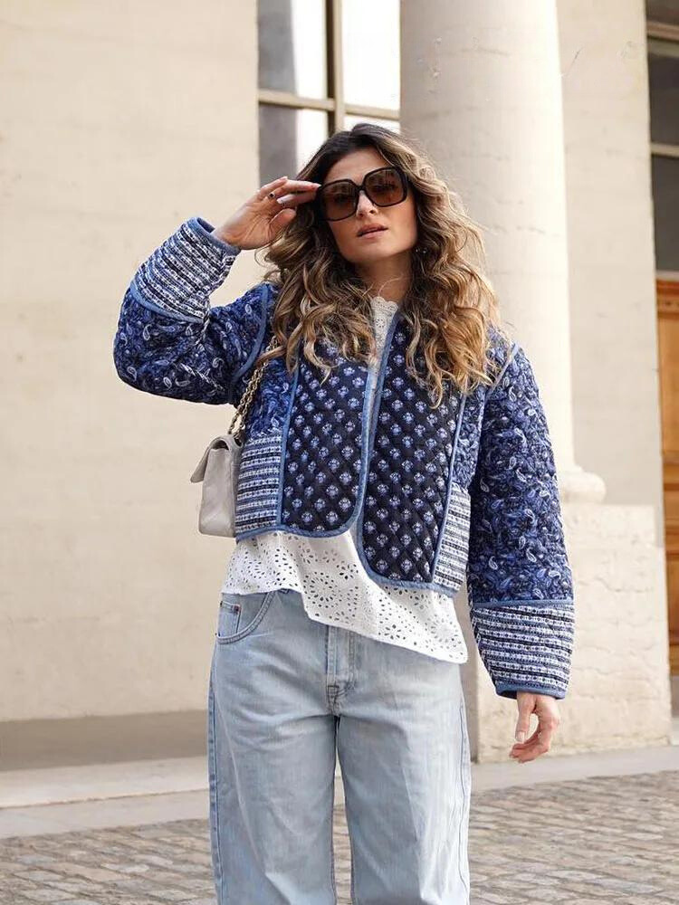 Giulia | Vintage-Patchwork-Jacke mit Blumenmuster für Frauen