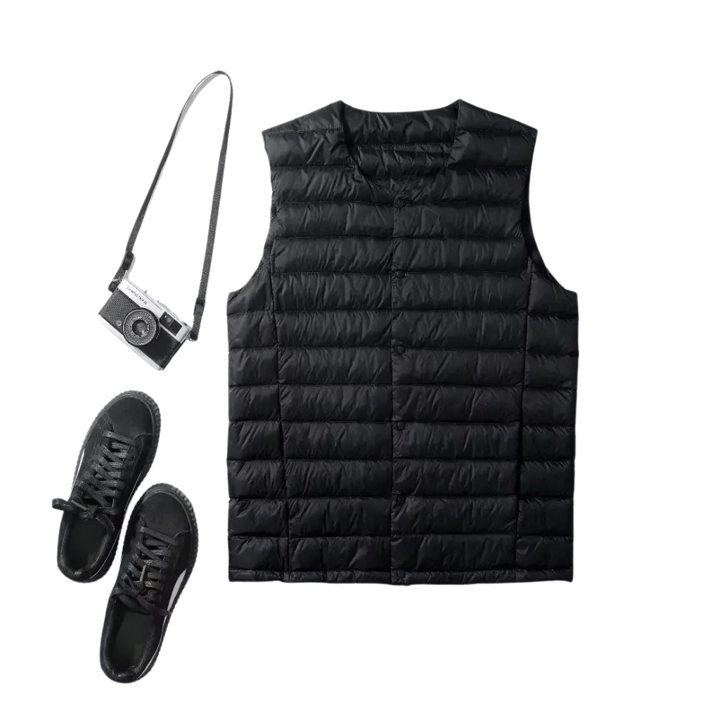 Veste sans manches en duvet pour homme – ultralégère, chaude, compressible pour automne/hiver