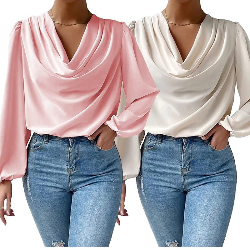 Drapierte Bluse mit Rollkragen für Frauen - Janelle