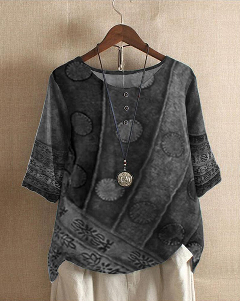 Gretta - Vintage-Oberteil mit Boho-Druck