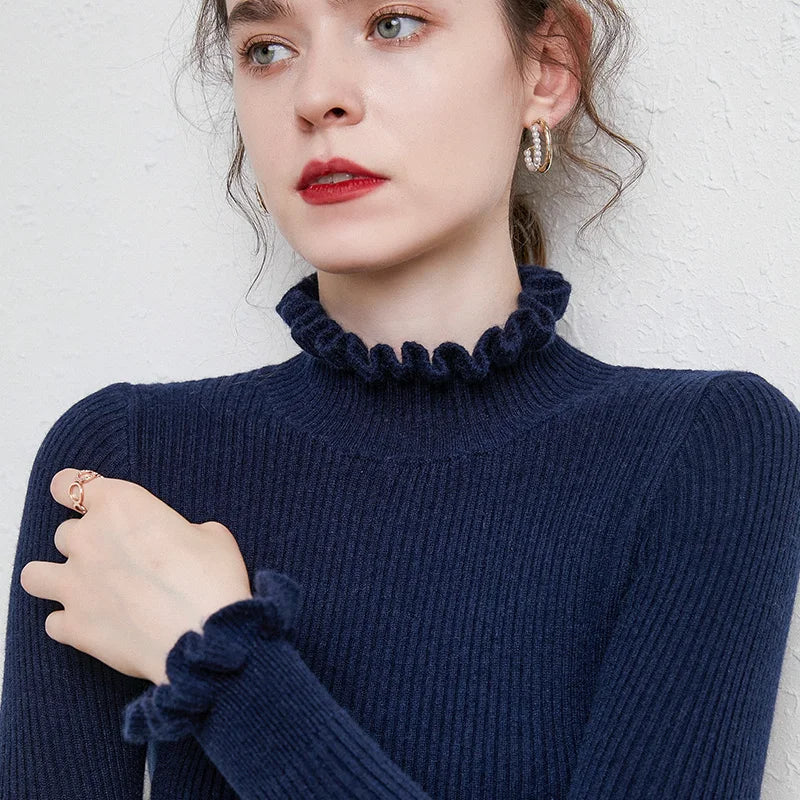 Laura – Maglione dolcevita donna in 100 % cashmere, elegante e morbido