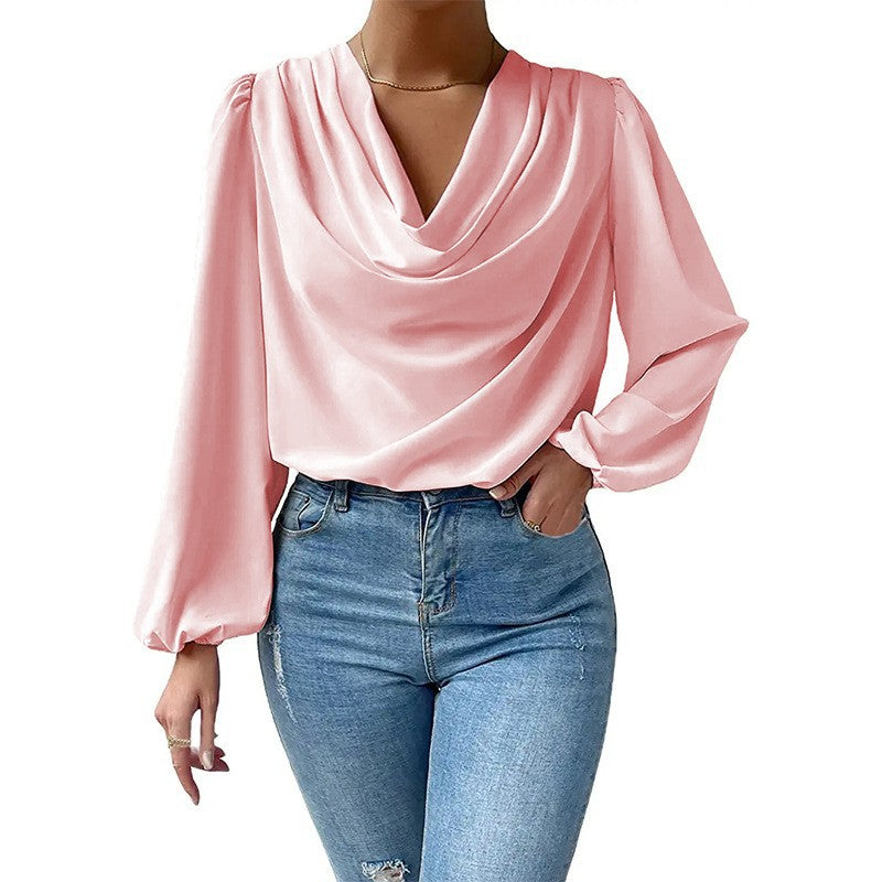 Drapierte Bluse mit Rollkragen für Frauen - Janelle