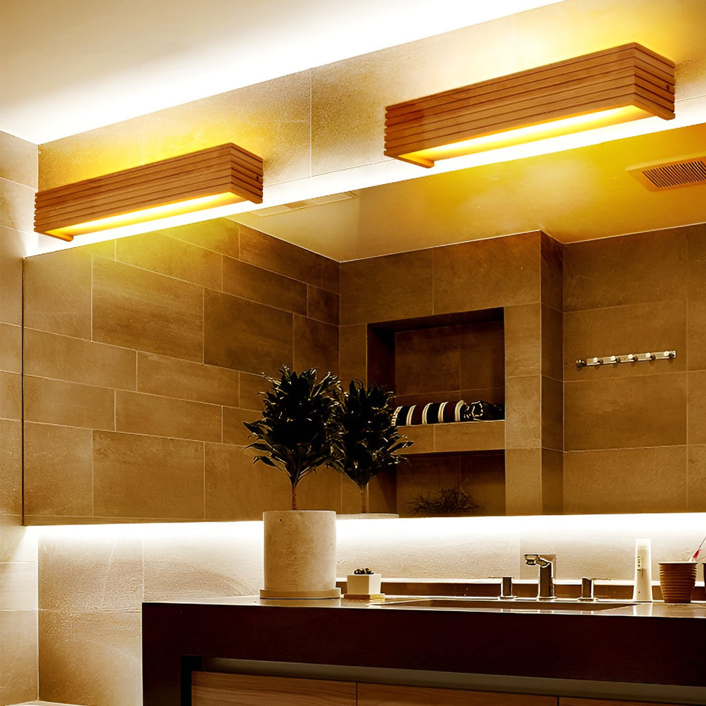 GlowWood - Rechteckige wasserdichte LED-Wandleuchte Nordisch Spiegelbeleuchtung