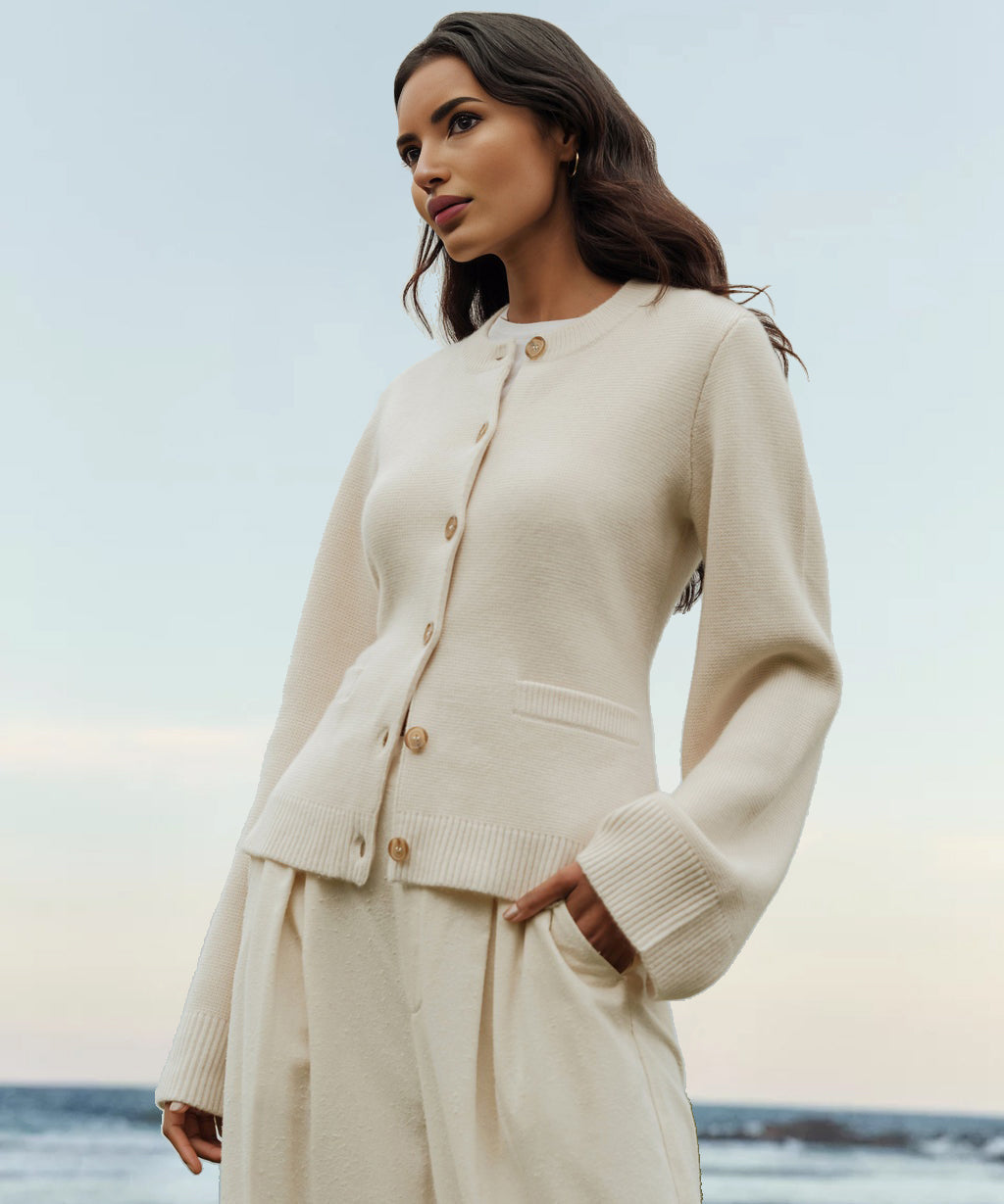 Luxuriöse, ultraweiche Kaschmir-Strickjacke - Celyn