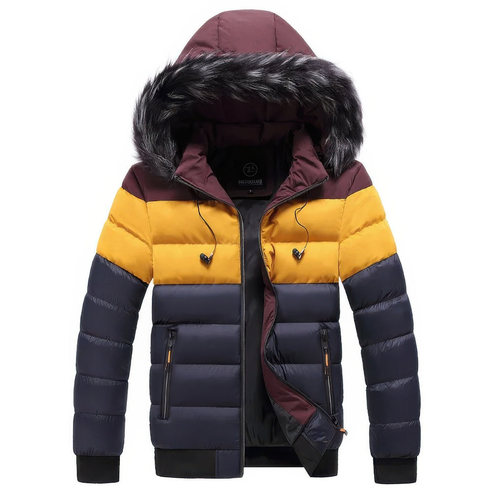 Parker cappotto invernale con collo in pelliccia per uomo - lusso e calore