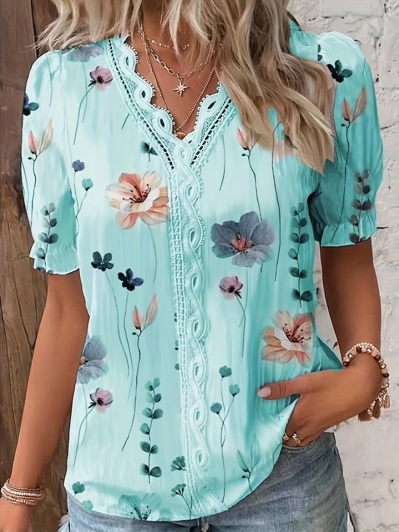 Aase - Damen-Pullover mit V-Ausschnitt und Spitze