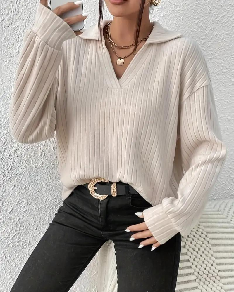 Devako Elia - Simpelt sweatshirt med ribstruktur
