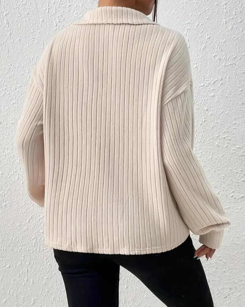 Devako Elia - Simpelt sweatshirt med ribstruktur