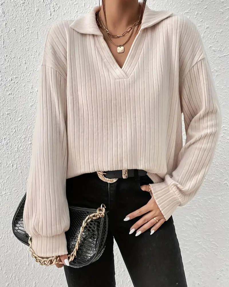 Devako Elia - Simpelt sweatshirt med ribstruktur