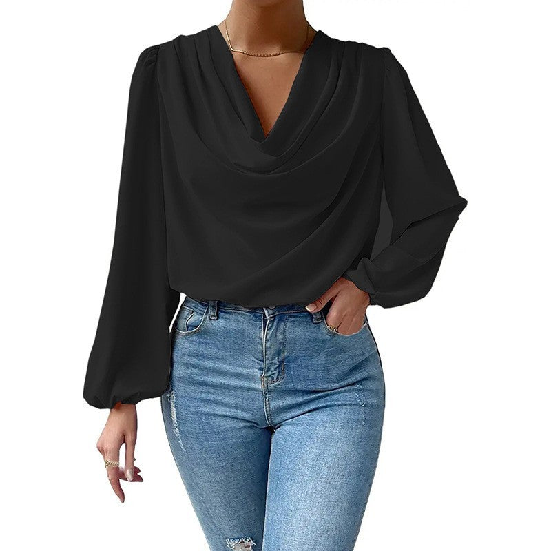 Drapierte Bluse mit Rollkragen für Frauen - Janelle