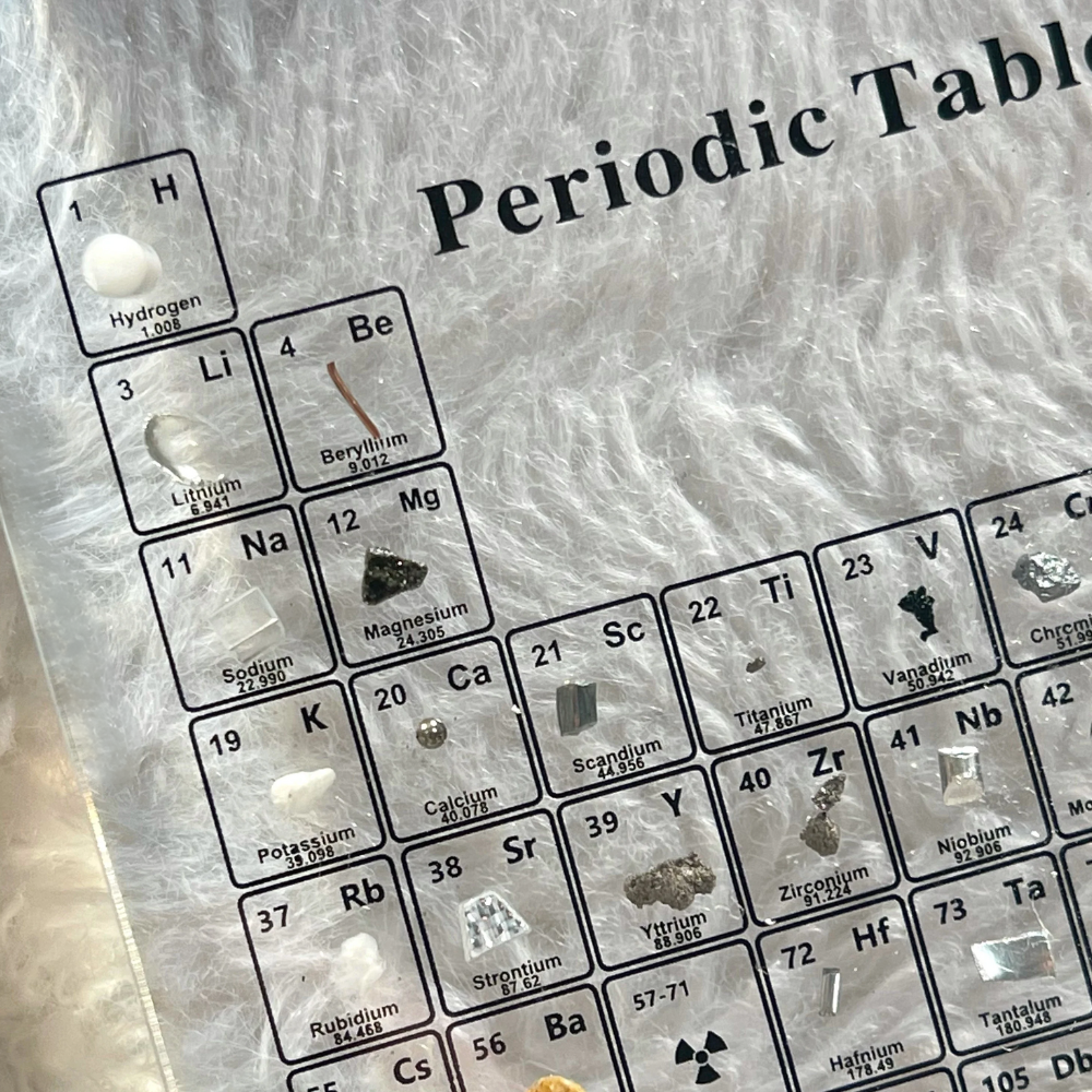 ChemVista – Oplyst periodisk system med ægte elementer – akryl & træ