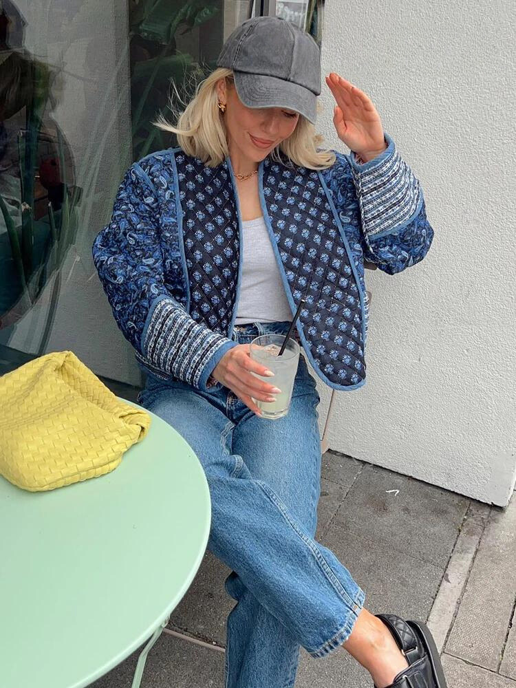 Giulia | Vintage-Patchwork-Jacke mit Blumenmuster für Frauen