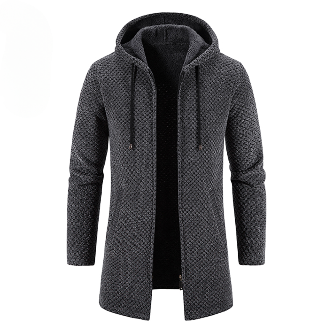 Stylische lange Strickjacke mit Kapuze für Männer - Pablo