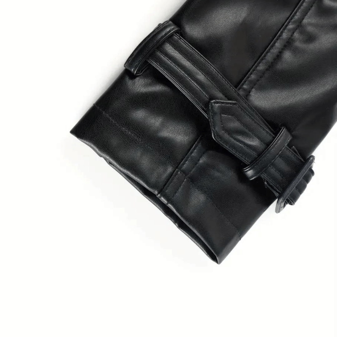 Valencia Noir Leder Trenchcoat für Frauen | Zeitlose Eleganz & Stil