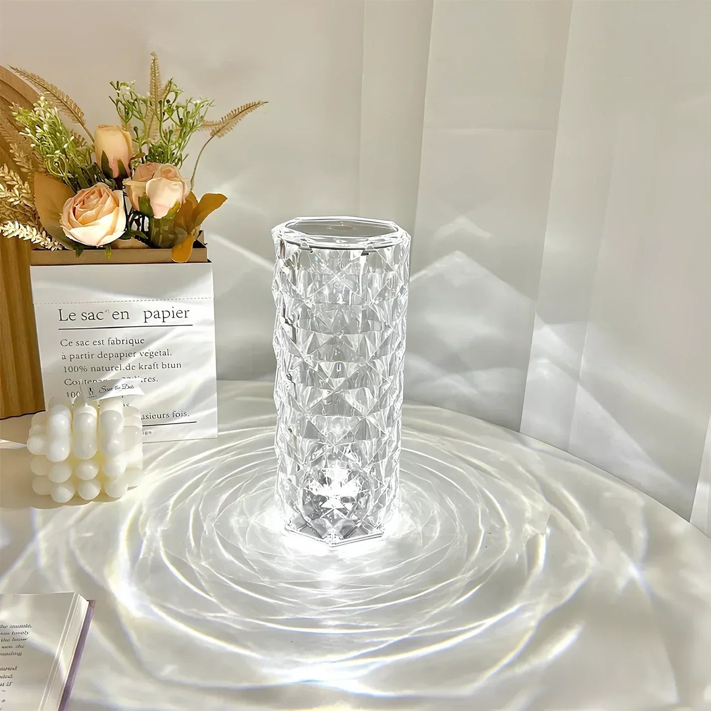 LumiCrystal – lampada da tavolo in cristallo LED con touch e telecomando – 16 colori