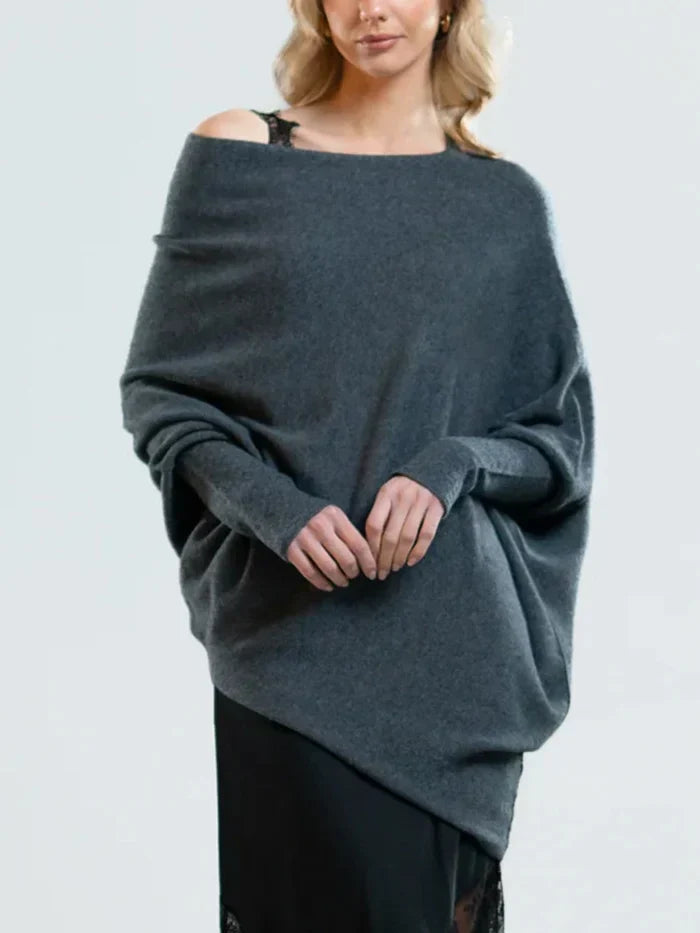 Modischer asymmetrischer Pullover mit Drapierungen - Inara