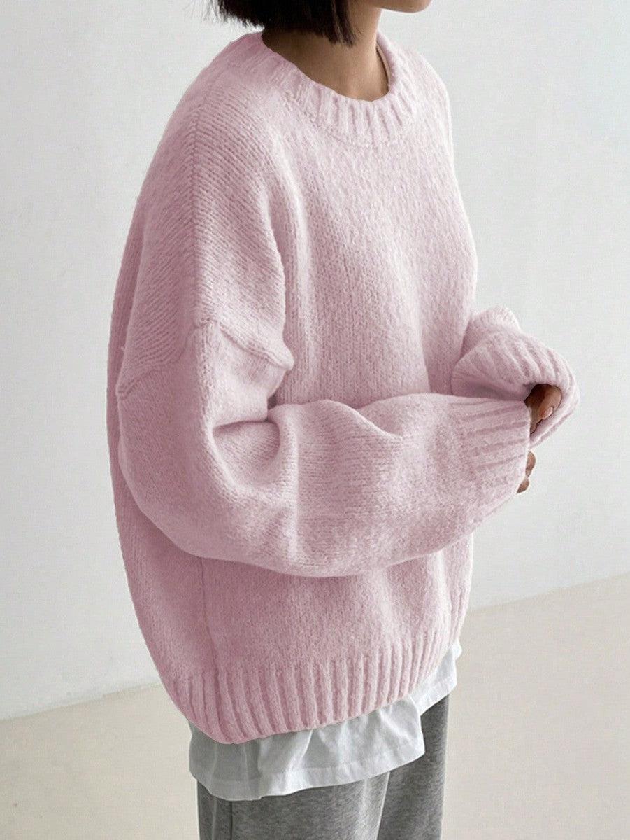 Schicker rosa einfarbiger Pullover - Jasina