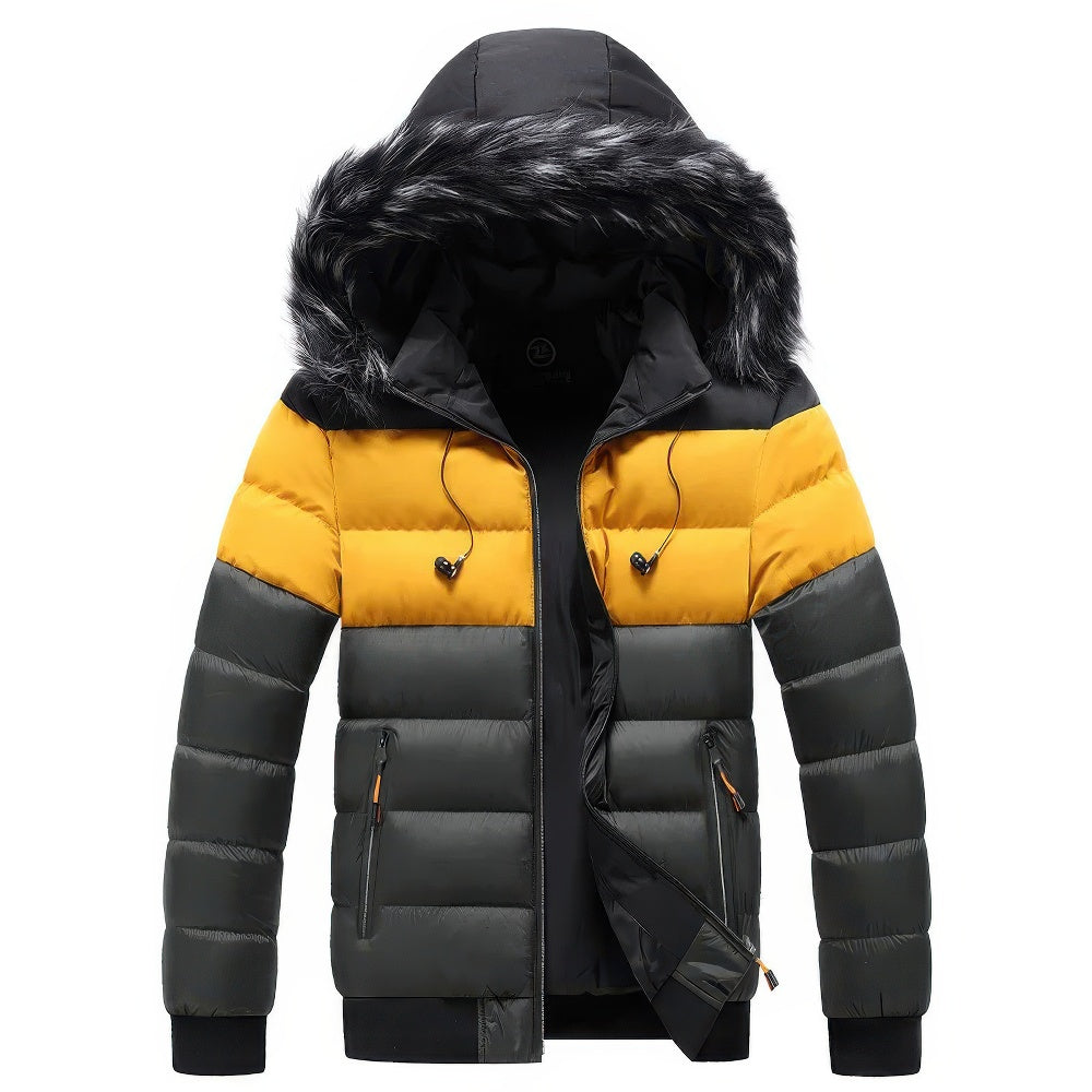 Parker cappotto invernale con collo in pelliccia per uomo - lusso e calore