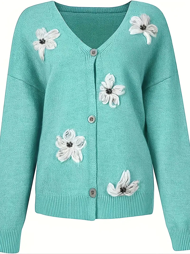 Cardigan Halle con chiusura a bottoni e motivo floreale | Moda elegante e di stile
