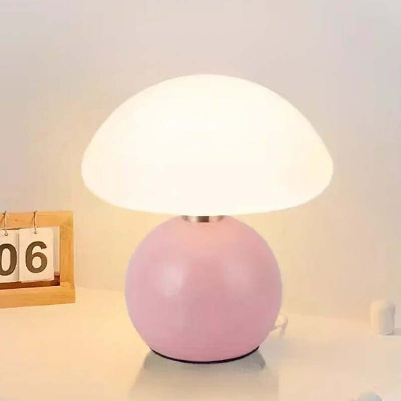 Kleine Pilz-Tischlampe - Creme Windkeramik