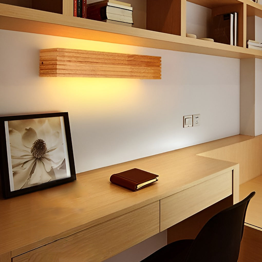 GlowWood - Rechteckige wasserdichte LED-Wandleuchte Nordisch Spiegelbeleuchtung