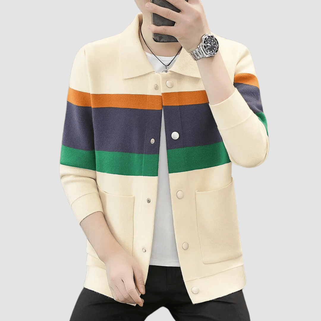 Gestreifte Strickjacke mit Knopfverschluss - Matias