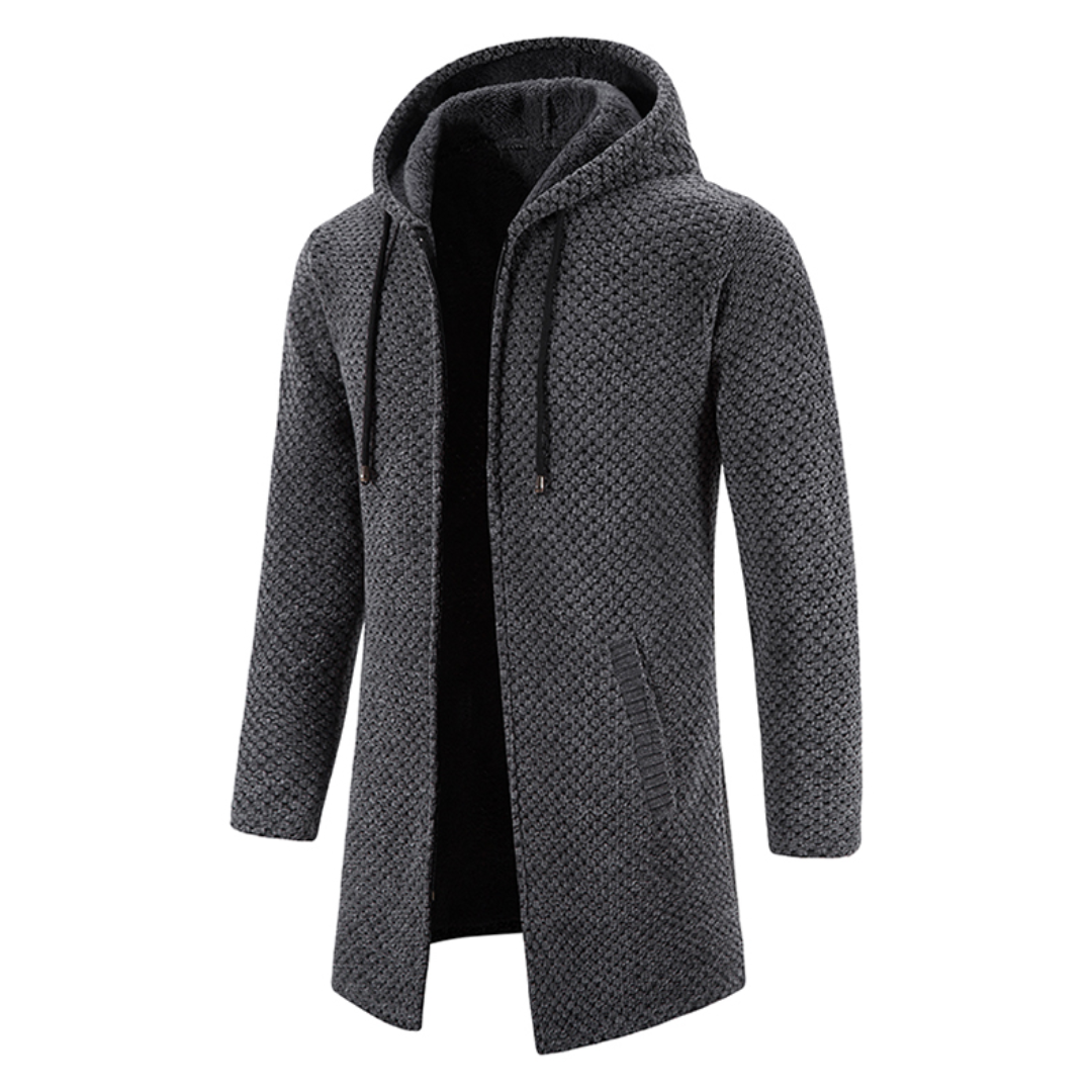 Stylische lange Strickjacke mit Kapuze für Männer - Pablo