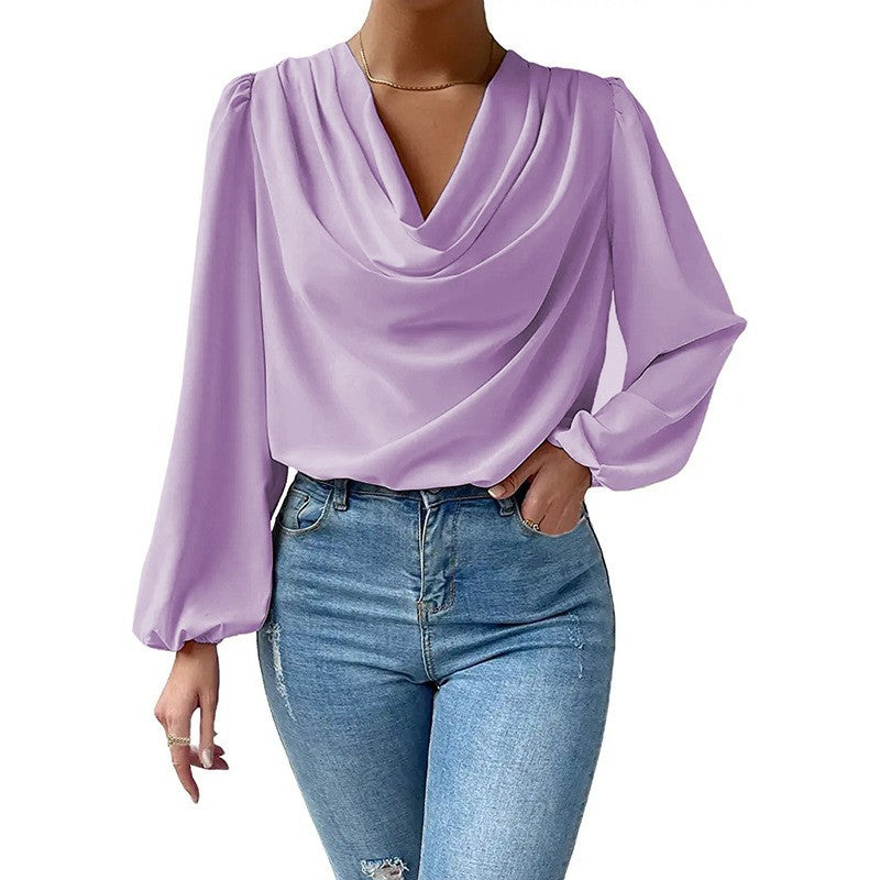 Drapierte Bluse mit Rollkragen für Frauen - Janelle