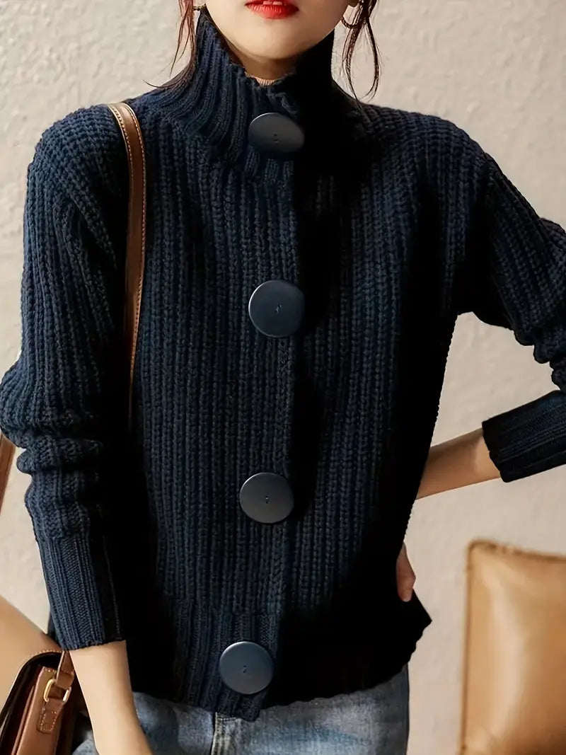 Willey - Gilet vintage en tricot avec col en V et manches longues pour femmes