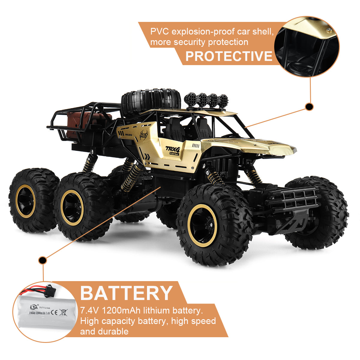 TerraX – RC-Monster-Truck 6-Rad Offroad 1:12 – Kinder & Outdoor-Fans