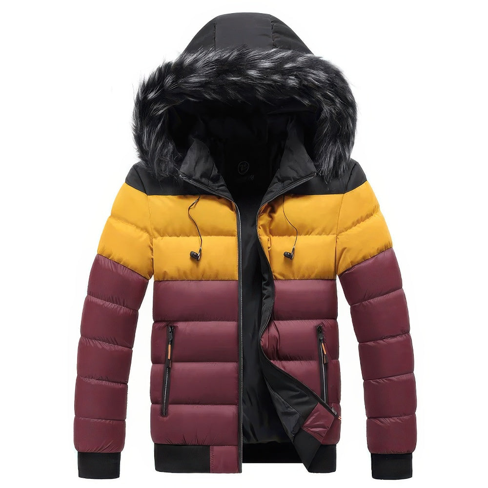 Parker cappotto invernale con collo in pelliccia per uomo - lusso e calore