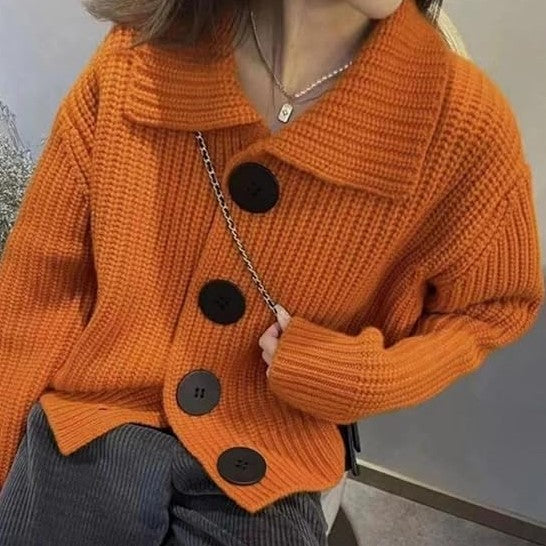 Übergroßer Strickpullover mit großen Knöpfen - Fay