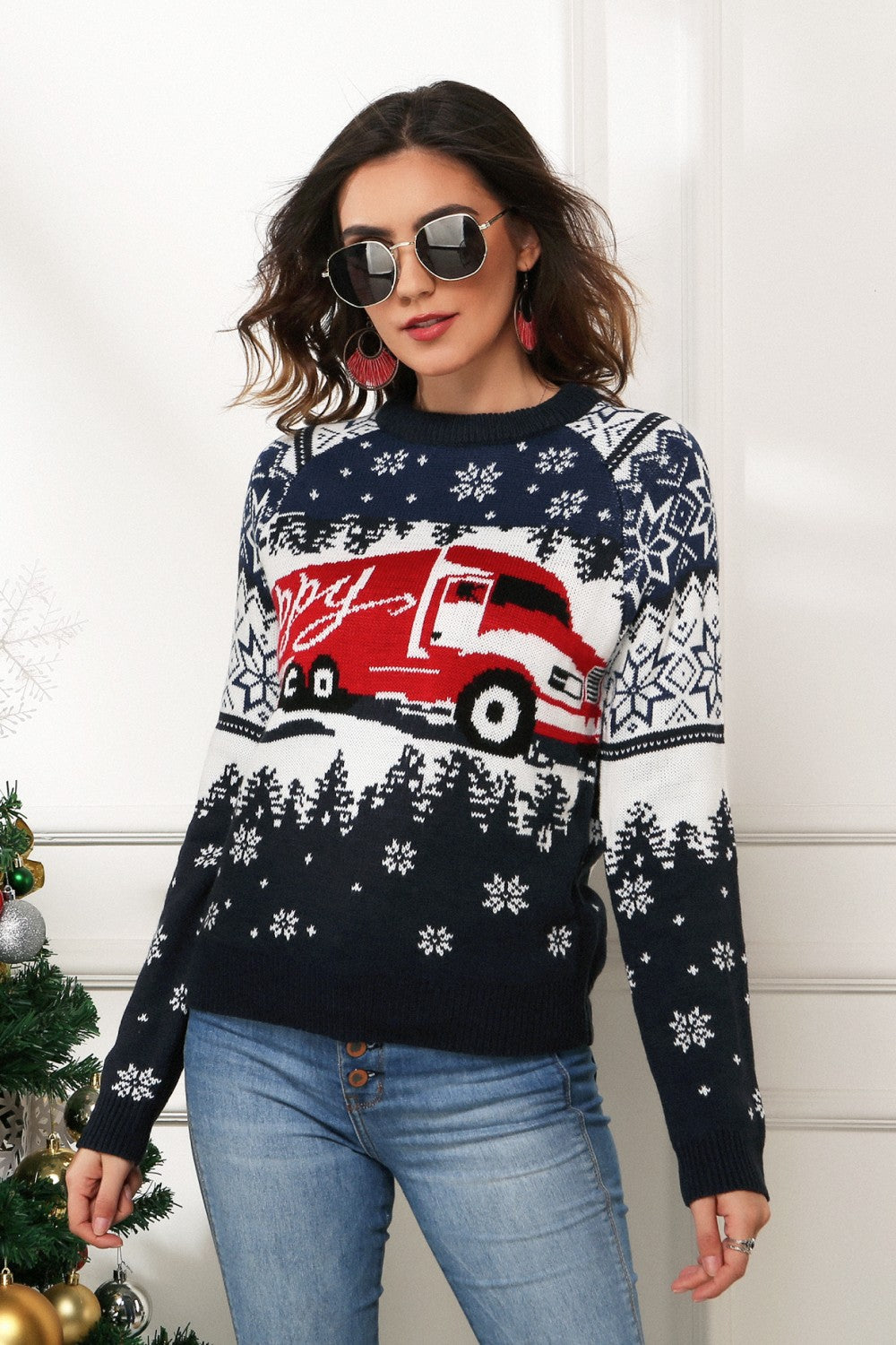 GLÆDELIG Jul Raglanærmer Pullover | Afslappet, festlig & hyggelig