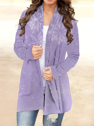 Cloe | Cardigan ouvert en tricot avec imprimé de Noël pour occasions festives