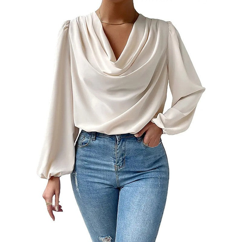 Drapierte Bluse mit Rollkragen für Frauen - Janelle