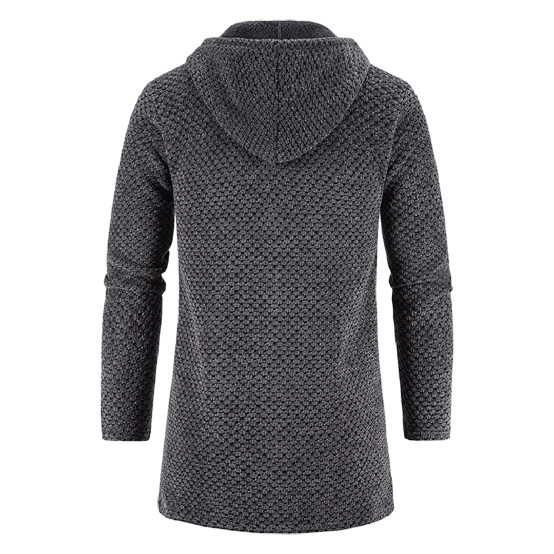 Stylische lange Strickjacke mit Kapuze für Männer - Pablo