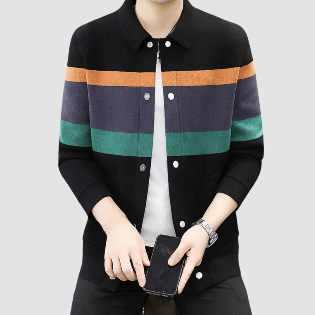 Gestreifte Strickjacke mit Knopfverschluss - Matias