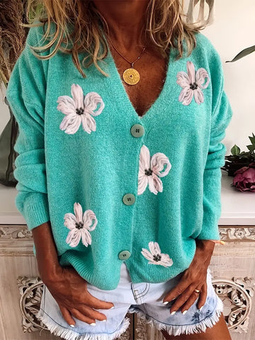 Cardigan Halle con chiusura a bottoni e motivo floreale | Moda elegante e di stile