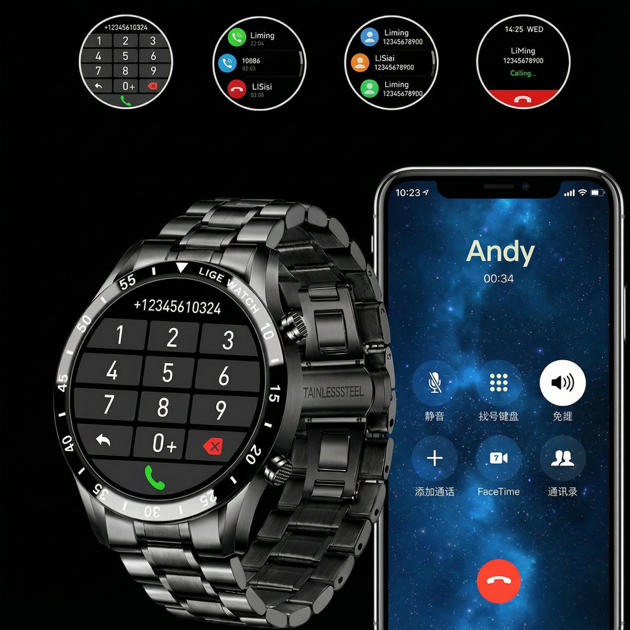 Luxuriöse Smartwatch mit Touchscreen – Benachrichtigungen & Alltagstaugliches Design