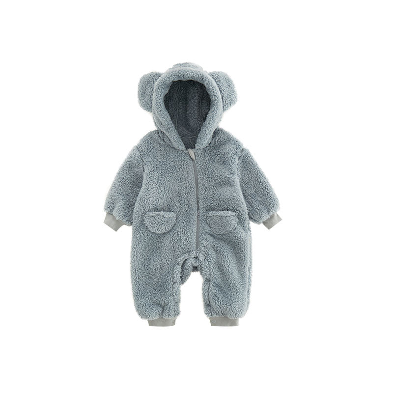 Warmer Baby Fleece Strampler mit Tierprint