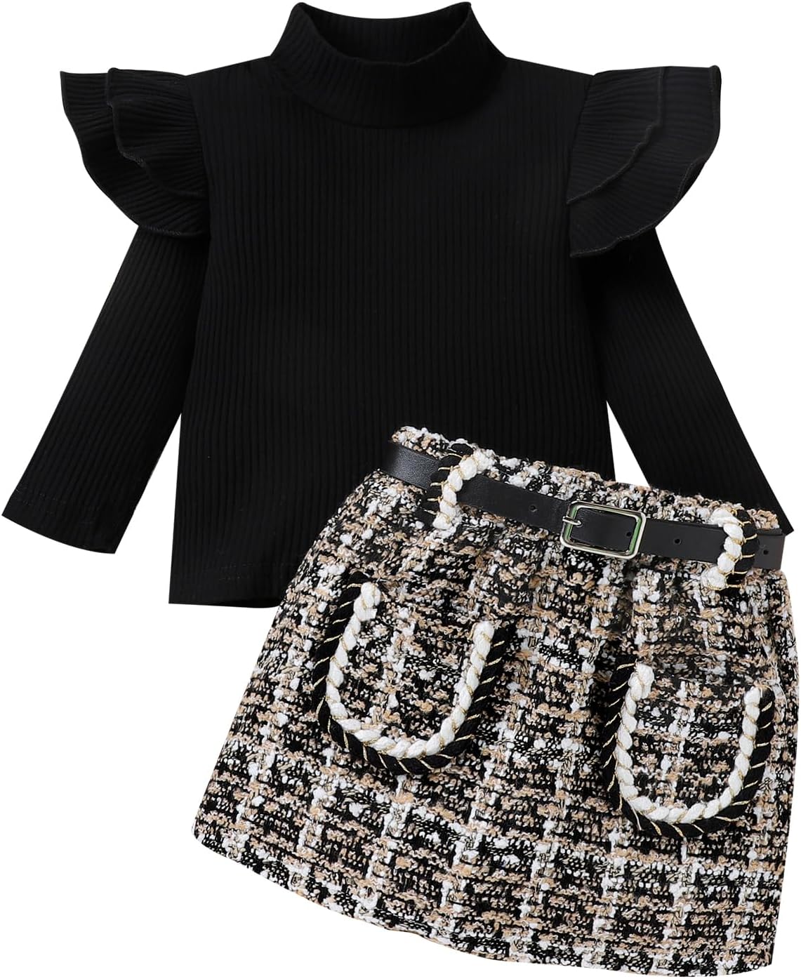 Set Invernale per Bambino - Maglione a Collo Alto e Gonna Lavorati a Maglia
