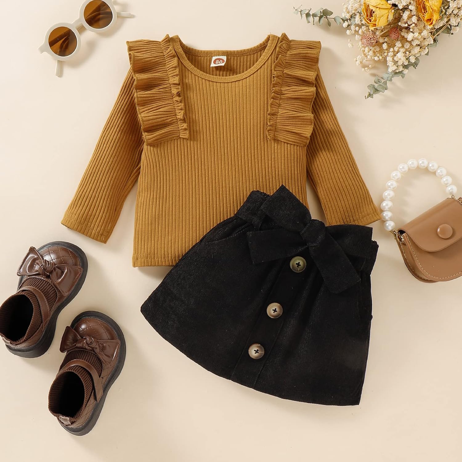 Set Invernale per Bambino - Maglione a Collo Alto e Gonna Lavorati a Maglia