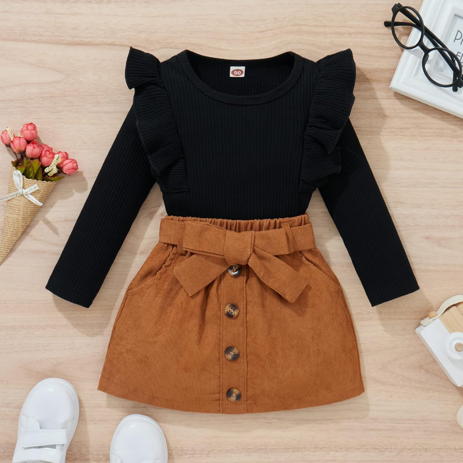 Set Invernale per Bambino - Maglione a Collo Alto e Gonna Lavorati a Maglia